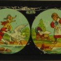 Placa de Linterna Mágica Ernst Plank con escenas infantiles en tira