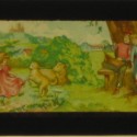 Placa panorámica para Linterna Mágica con escena bucólica infantil coloreada