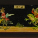 Placa de Linterna Mágica de Ernst Plank (E.P.) con cuatro escenas fantásticas de jinetes sobre animales, serie Taf. VI.