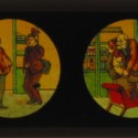 Placa de Linterna Mágica narrativa, serie cómica 'El Dentista', de Gebrüder Bing