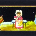 Placa de Linterna Mágica en formato tira con cinco escenas infantiles nocturnas coloreadas a mano