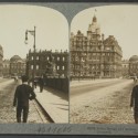 Tarjeta estereoscópica del North Bridge y el Hotel Balmoral, Edimburgo, ca. 1903