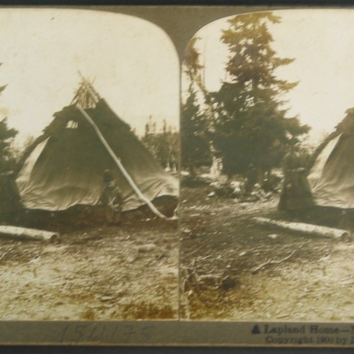 Tarjeta estereoscópica "Lapland Home - North Sweden"
