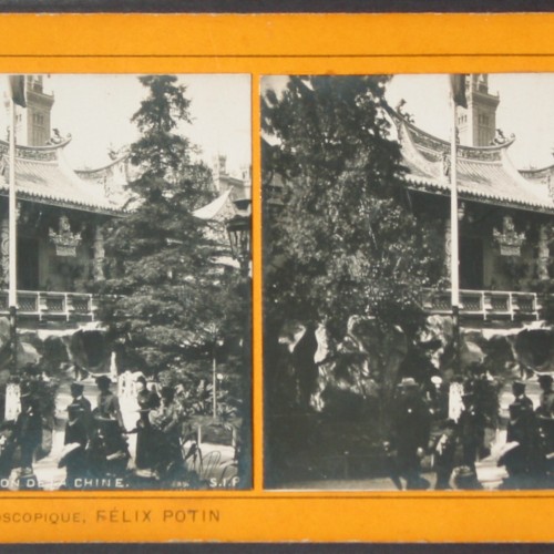Tarjeta estereoscópica del Pabellón de China en la Exposición Universal de París de 1900, de la Colección Félix Potin.