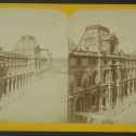 Tarjeta estereoscópica, vistas del Palacio del Louvre, París