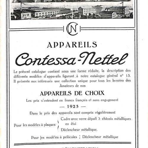 Catálogo de cámaras fotográficas Contessa-Nettel editado para Omnium Photo, 1925
