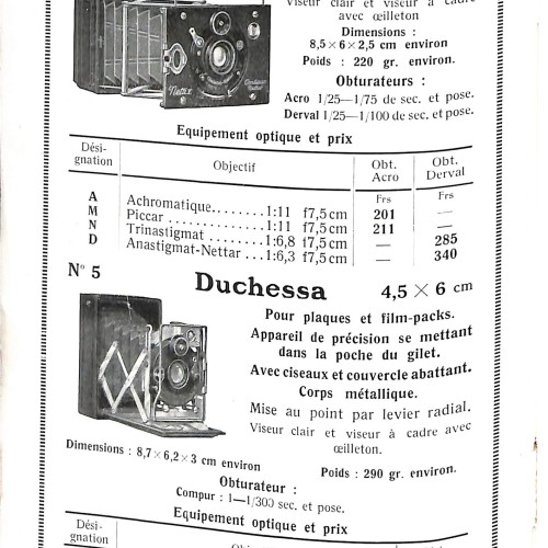 Catálogo de cámaras fotográficas Contessa-Nettel editado para Omnium Photo, 1925