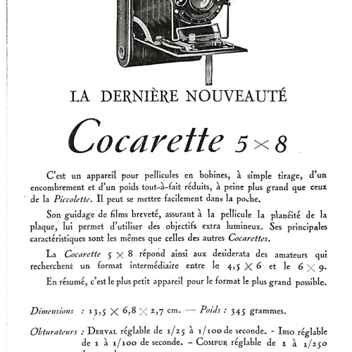 Folleto publicitario y catálogo de cámaras Contessa-Nettel, distribuido por J. Chotard