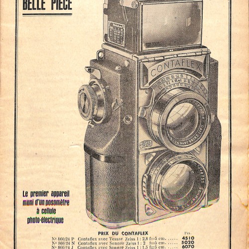 Catálogo publicitario francés de equipamiento fotográfico y cinematográfico, circa 1936.