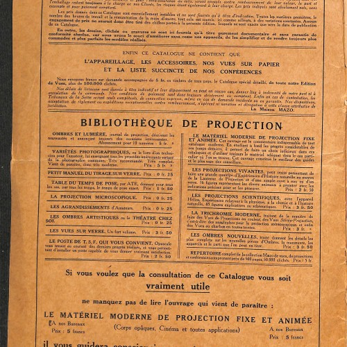 Catálogo de proyecciones fijas y animadas E. Mazo de 1925