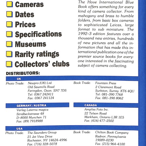 Libro de precios y guía para coleccionistas: The Hove International Blue Book 1992-1993
