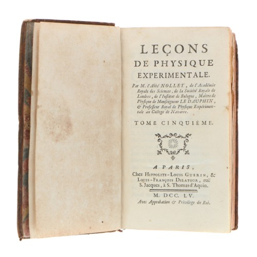 Libro Leçons de Physique Experimentale - M. l´Abbé NOLLET - Tomo 5