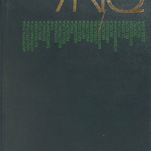 Volumen de enciclopedia temática general con estampado dorado