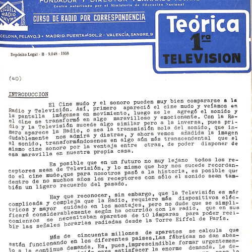 Manual del curso por correspondencia 'Teórica 1ra TELEVISION' de la Escuela Radio Maymó