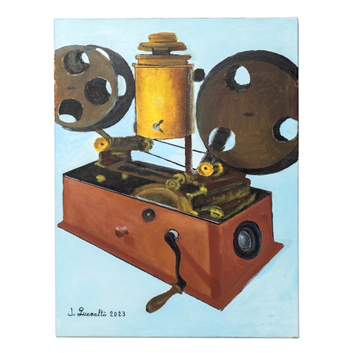 Pintura de Josep M. Queraltó: Proyector de cine de juguete 'Cinématographe Jouet'