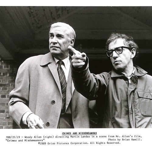 Fotografía de prensa de Woody Allen y Martin Landau en el rodaje de 'Delitos y Faltas'
