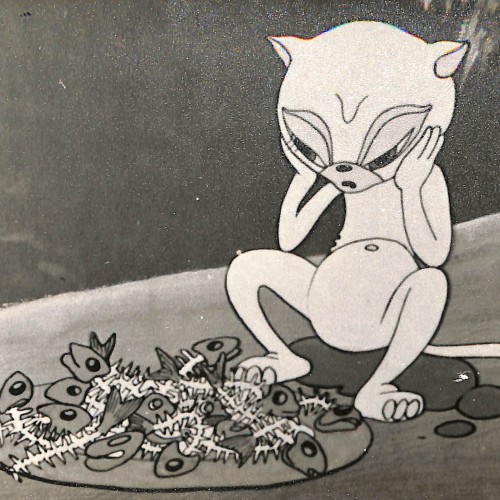 Dibujo original de animación de 'La Gatita Blanca' firmado por Vilanova