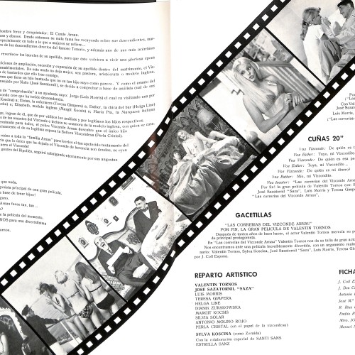 Programa de mano de la película 'Las correrías del Vizconde Arnau'