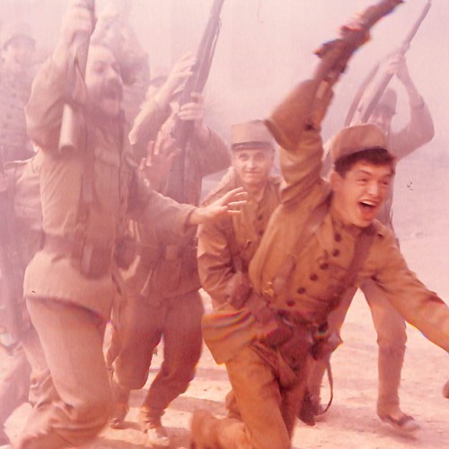 Fotografía de rodaje de la película "Victoria!", dirigida por Antoni Ribas