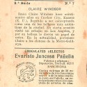 Cromo coleccionable de Claire Windsor, Chocolates Evaristo Juncosa Pañella