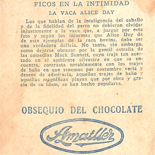 Cromo coleccionable Chocolate Amatller: Alice Day