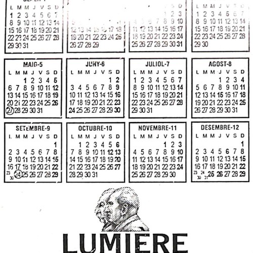Calendario de bolsillo Cinematographe Lumiere 1996