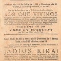 Programa de mano de la película 'Los que vivimos' y '¡Adiós Kira!'