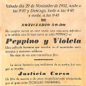 Programa de mano de la película 'Peppino y Violeta', Cine Casino Caldense