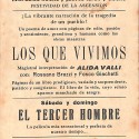 Programa de mano de la película "Los que vivimos" (Noi vivi) y "El tercer hombre" impreso por Martí y Mari, Sabadell.