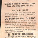 Programa de mano del Cine Casino Caldense para "La belleza del diablo"