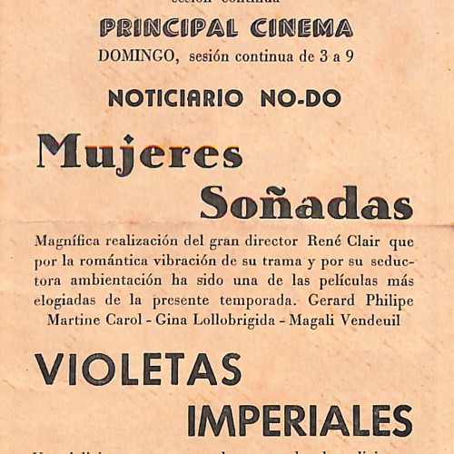 Programa de mano de la película 'Mujeres soñadas' (Les Belles de Nuit), 1954