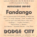 Programa de mano de la película Fandango con Luis Mariano y Ludmilla Tcherina, impreso por Gráficas Valencia, con programación d