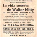 Programa de mano del cine Cervantes: La vida secreta de Walter Mitty y La Espada Desnuda