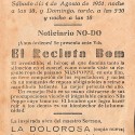 Programa de mano de la película 'El recluta Bom' (1948) del Cine Casino Caldense