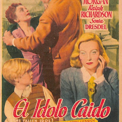 Programa de mano de cine con publicidad de las películas 'El Ídolo Caído', 'La Venganza de Frank James' y 'El Valle Siniestro'