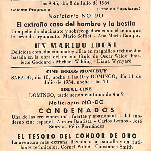 Programa de mano de la película 'Un Marido Ideal' (1947)