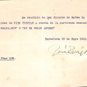 Recibo mecanografiado de pago por partitura musical, firmado por José Padilla a Ricardo de Baños