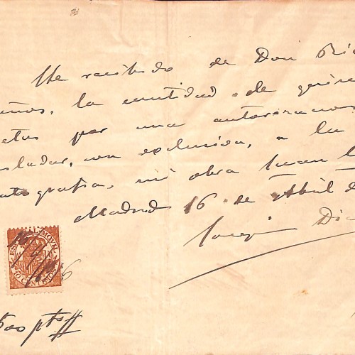 Documento manuscrito de cesión de derechos cinematográficos de la obra Juan José