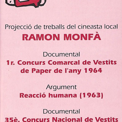 Folleto de proyección de trabajos del cineasta Ramon Monfà