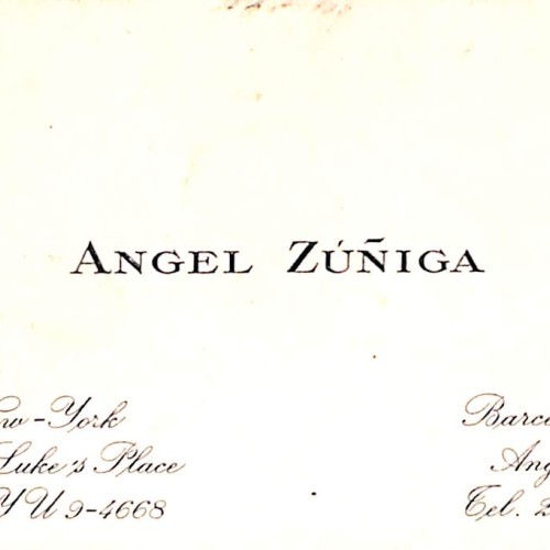 Tarjeta de visita personal del periodista y crítico de cine Ángel Zúñiga