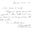 Tarjeta manuscrita de Ramón José Sender dedicada