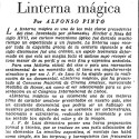 Recorte de revista con artículo "Linterna mágica" por Alfonso Pintó
