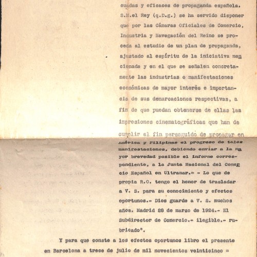 Documento mecanografiado sobre la Junta Nacional del Comercio Español en Ultramar