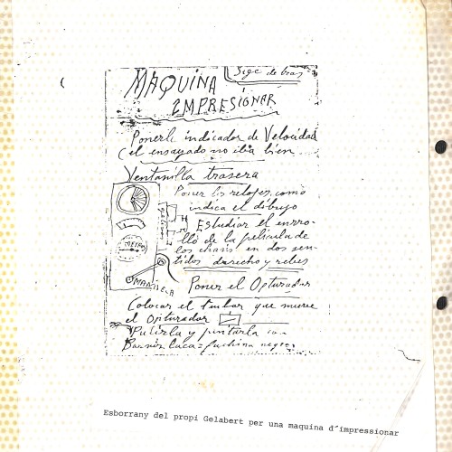 Folleto promocional de la película 'Lucha de Corazones' y boceto manuscrito de Fructuós Gelabert