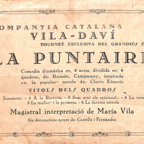 Programa de mano teatral "La Puntaire" en el Salón Moderno
