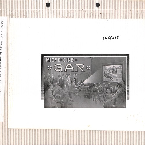 Reproducción fotográfica de la cubierta de un folleto de propaganda del proyector Micro-Cine GAR