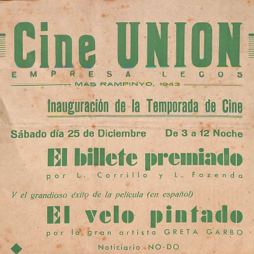 Programa de mano del Cine Union, Mas Rampinyo
