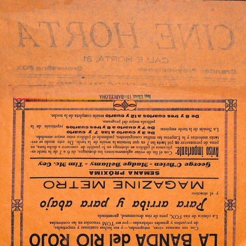 Programa de mano del Cine Horta, 1 y 2 de febrero de 1930