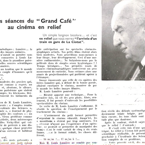 Recorte de revista con artículo dedicado a Louis Lumière