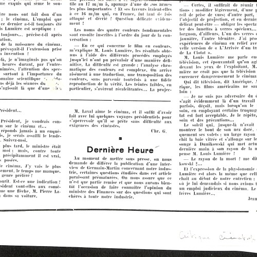 Recorte de revista con artículo dedicado a Louis Lumière
